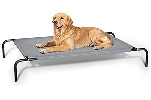 STARLATTA Elevated Dog Bed for Large Dogs,Raised Dog Cots,Indoor & Outdoor Cooling Waterproof Pet Hammock with Washable Breathable Mesh,Grey 50in