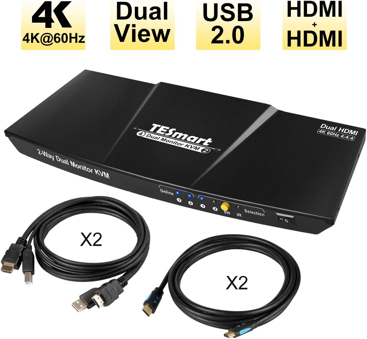 TESmart DualMonitor 2Port KVMSwitch, 2x2 HDMI + HDMI Amazon.de