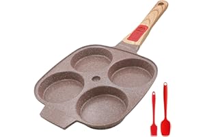 RANXINGST Ceramic Egg Pan with Detachable Handle - Brown