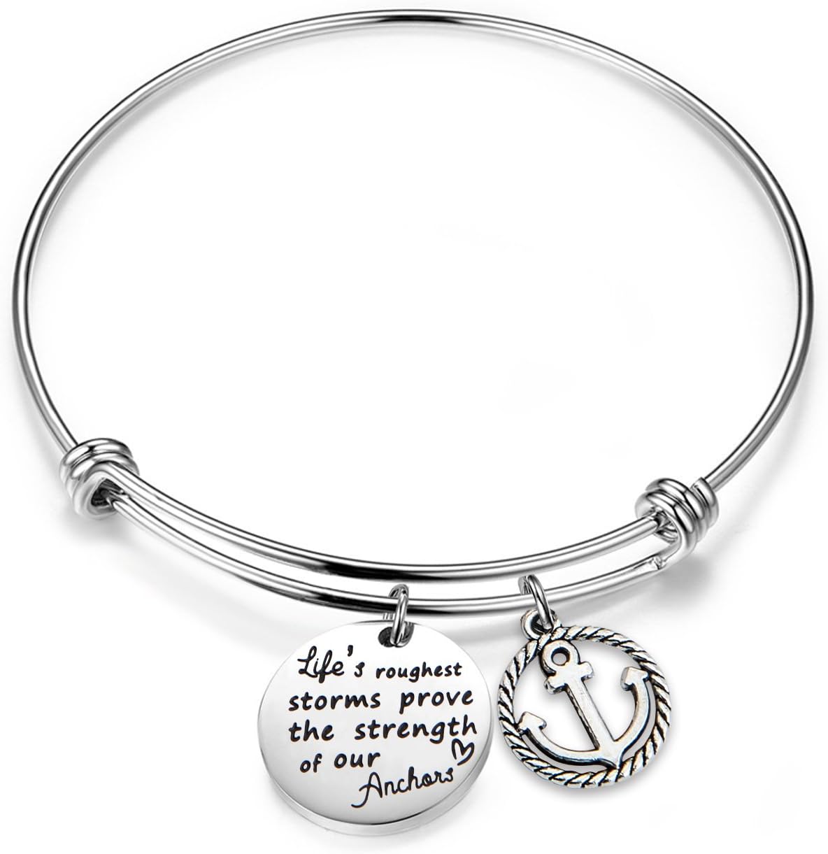 bobauna Life's Roughest Storms Prove The Strength of Our Anchors Inspirational Quote Bracelet Keychain