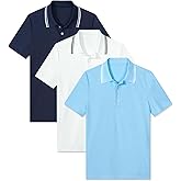 Cuddomper Boys Polo Shirts 3-Pack School Uniform Performance Golf Clothes Active Short Sleeve Kids 5-14T
