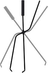 Relaxdays 5-Piece Fireplace Tool Set Steel Black Modern Stand Tongs Shovel Broom view 7