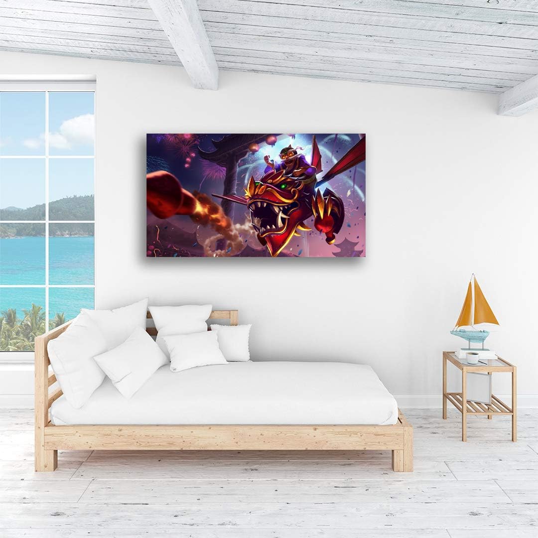 LOL Peel and Stick Wallpaper Wallpaper for bedroom-47 x31 in-Oil Paintings Canvas Canvas Wall Art Stick Wallpaper for League Legends (dragonwing corki)