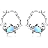 Retro Owl/Hummingbird/Butterfly/Dragonfly Animal Moonstone Hoop Earrings 925 Sterling Silver Vintage Moonstone Hoop Earrings for Anniversary Birthday Women Gifts