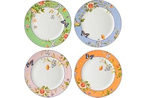 AYNSLEY Ansley Cottage Garden Plates, Mixed, Set of 4, China, 6" x 12"
