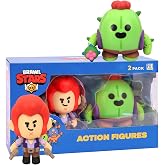 P.M.I. Brawl Stars Action Figures, 2-Pack, 4.5" | Movable Arms &amp; Legs - Random Pair from Leon, Spike, Bo or Crow - Official Licensed