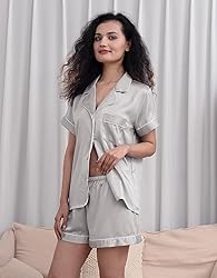 WJing Yi Jia 5Pcs Womens Soft Satin Pajama Set