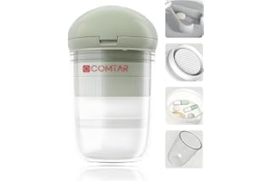 COMTAR 4-in-1 Pill Cutter with Crusher, Storage & Cups - Precise Cutting for 0.85in Pills, Stainless Steel Blade, Ergonomic Design (Green)