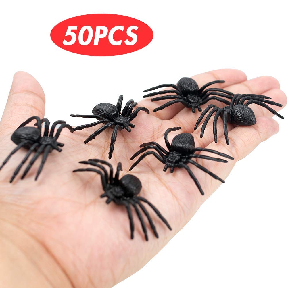 VGoodall Halloween Spinnen, 50 Stück Realistische Spinne Spider Spielfiguren Halloween Party Dekrotion Tischdeko