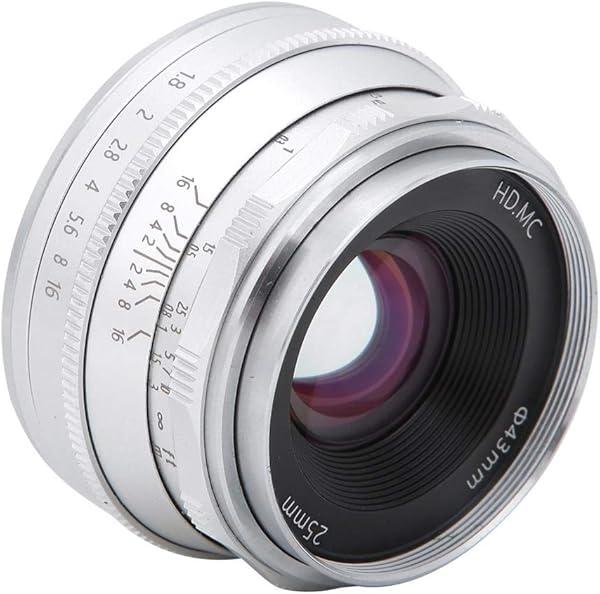 Sxhlseller 25mm Camera Lens Multi LayerF1 8 Coating Mirrorless EF MEOSM Mount Aperture Camera Lens for M2M3M5M6M10M100M50Silver