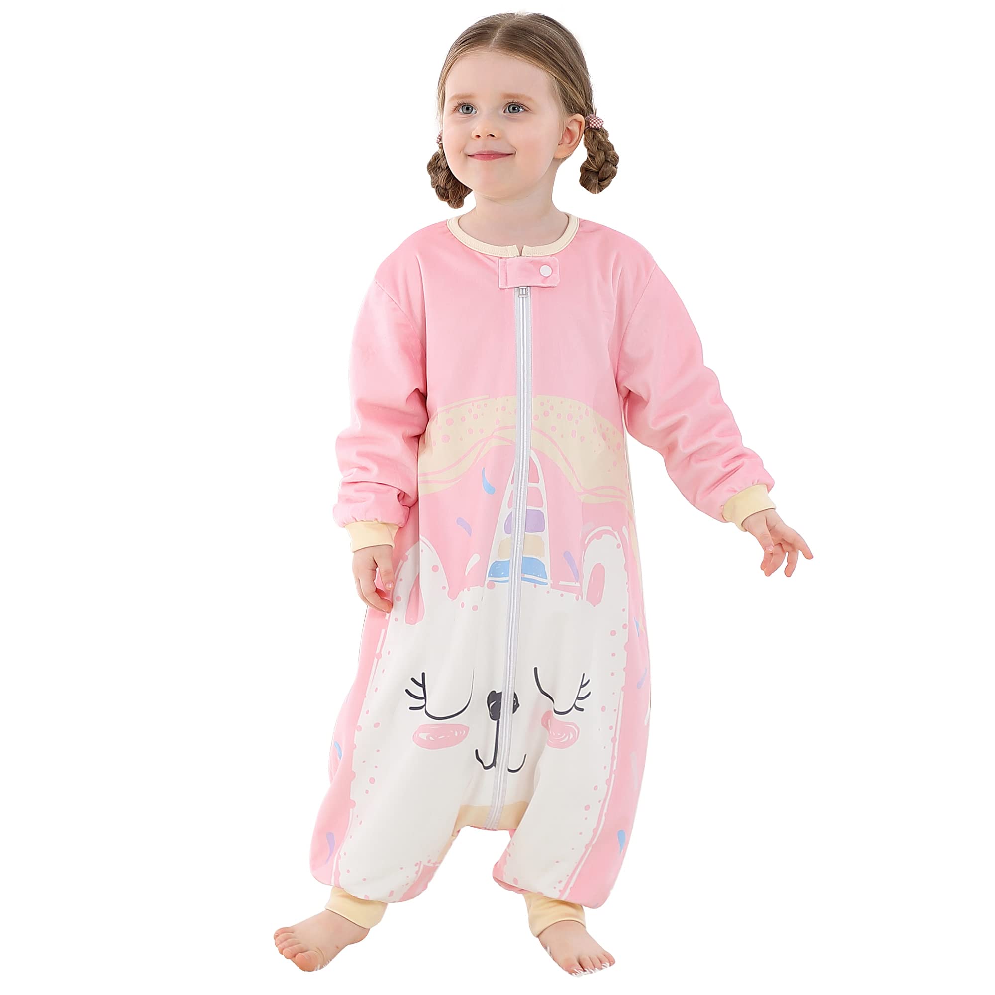 COOKY.D Unisex Long Sleeve Baby Sleeping Bags with Legs Boys Girls Cartoon Newborn Wearable Blanket,Pink 1-3 Years