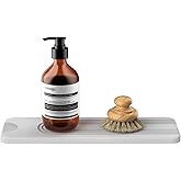 YOULTTAN Water Absorbing Stone Trays, 9"x3.5" Light Gray Semicircle Quick-Dry Organizer, Keeps Countertops Dry for Kitchen & Bathroom Use