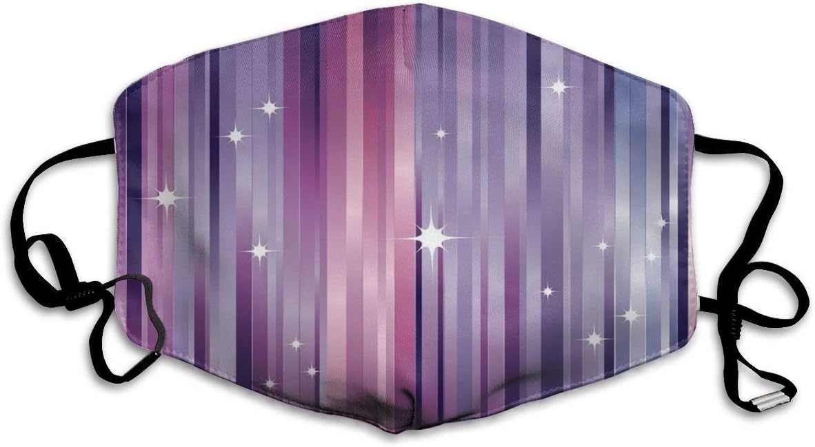 Abstract Colourful Beams Backdrop With White Stars Space Inspired Purple Lines Printing Safety Mouth Cover for Adult Kids