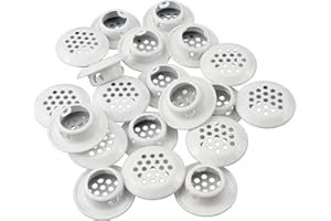 Semetall Air Vents 20 Pack 19mm(0.75") Stainless Steel Circular Soffit Vent Round Vent Mesh Hole Louver for Kitchen/Bathroom/Cabinet/Wardrobe/Shoebox (White)