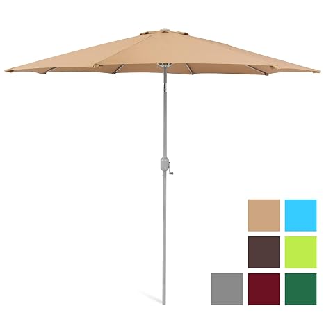 Buy Beige Best Choice Products Patio Umbrella 9 Aluminum Patio Market Umbrella Tilt W Crank Outdoor Online At Low Prices In India Amazon In