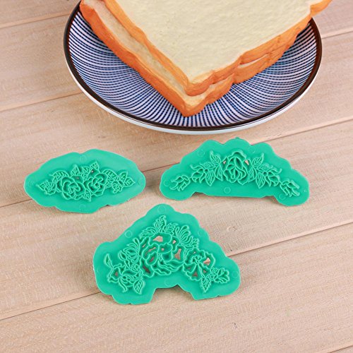 WinnerEco 3pcs Flower Print Plastic Fondant Embosser Mold Cookie Cake DIY Baking