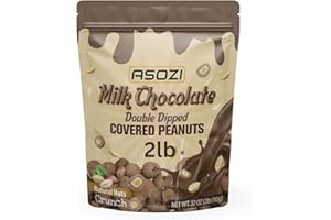 ASOZI Double-Dipped Milk Chocolate Covered Peanuts – 2 lb Resealable Bag | Gourmet Chocolate Snack, Thick Coating, Crunchy Roasted Peanuts, Gift or Party Treat