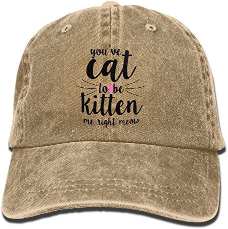 Johnflick Teens Denim Hats,You Cat To Be Kitten Me Right Meow,sports Cap,baseball Hats, Washed Denim Polo Style Baseball Cap Hat