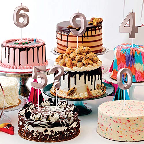 Birthday Candles Cake Number Candles - 2.76 INCHES Rose Gold Glitter Numeral Candles, Cake Topper Decorations for Birthdays, Weddings, Reunions, Theme Party, Candles Number (Birthday Candle 3)