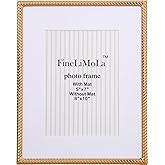 8x10''Gold Rope Design Metal Picture Frames With Acid Free Mat for 5x7'',Gold Photo Frame 7x5'' for Desktop Display Or Wall Hanging,Hi Quality Velvet Backing and Real Glass Front.