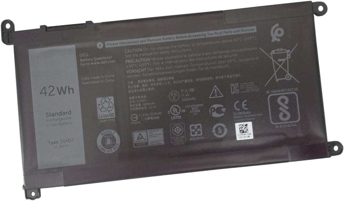 Amazon Com United Power Replacement Dell 51kd7 Battery For Dell Chromebook 11 3180 3189 Type 51kd7 11 4v 42wh Y07hk Fy8xm 0y07hk Electronics