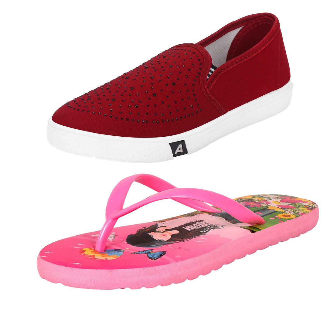 bersache women combo pack of 2 loafers & moccasins with slipper