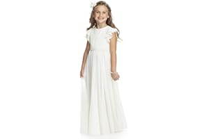 Abaowedding Fancy Chiffon Flower Girl Dresses Flutter Sleeves Junior Bridesmaid Dress