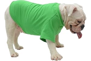 Lovelonglong Bulldog Clothes Dog Clothing Blank T-Shirt Tee Shirts for French Bulldog English Bulldog American Pit Bull Pugs 100% Cotton Skin Care Green B-XL