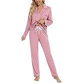 Leikar Button Up Pajama Set For Women Long Sleeve Shirt And Pajama Pants Soft Pjs Lounge Sets