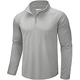 CRYSULLY Men's Long Sleeve 1/4 Zip Shirts Sun Protection Pullover UPF 50+ Rash Guard Running Lightweight T Shirt
