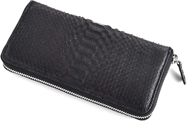 長財布 メンズ レディース ヘビ革 パイソン 本革 ラウンドファスナー Snjn0794 ブラック ノーブランド品 財布 Amazon