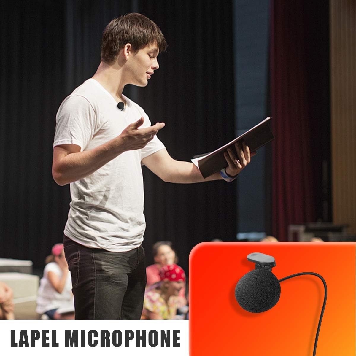 Hotec UHF Wireless Headset Microphone/Lavalier Lapel Mic with Bodypack Transmitter and Mini Rechargeable Receiver 1/4" Output, for Live Performances, Support Phone: Musical Instruments