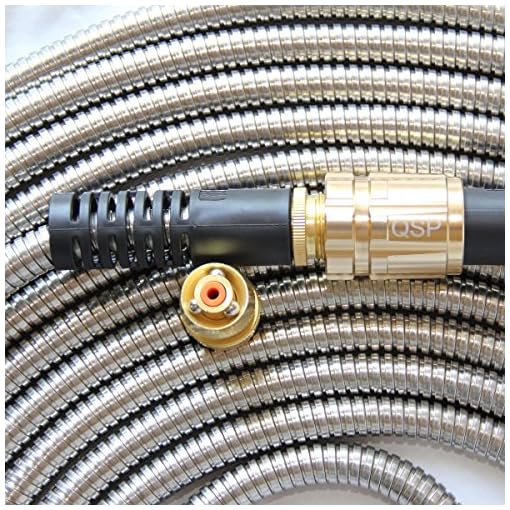 Quality Source Products 50' Metal Garden Hose with Brass Sprayer - Thumbnail 2