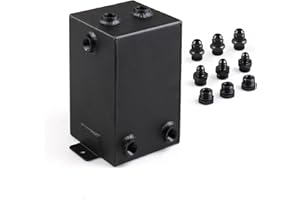 Dyno Racing AN6 AN8 3L Engine Oil Catch Can With AN6 to AN8 , 8AN to AN8 Adapter Fittings Universal Aluminum (Black)