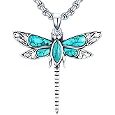 BETHZA Genuine Turquoise Pendant Necklace for Women 925 Sterling Silver Dragonfly Necklaces Birthstone Jewelry Birthday Gifts for Her Women Wife Girlfriend Lover