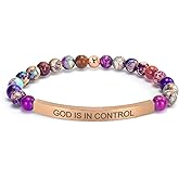 cusurlove Imperial Jasper Christian Bracelet for Women, 18K Gold Plated Bible Verse Jewelry, Religious Faith Scripture Inspirational Gift, Jesus Catholic Encouragement Jewelry with Gift Box