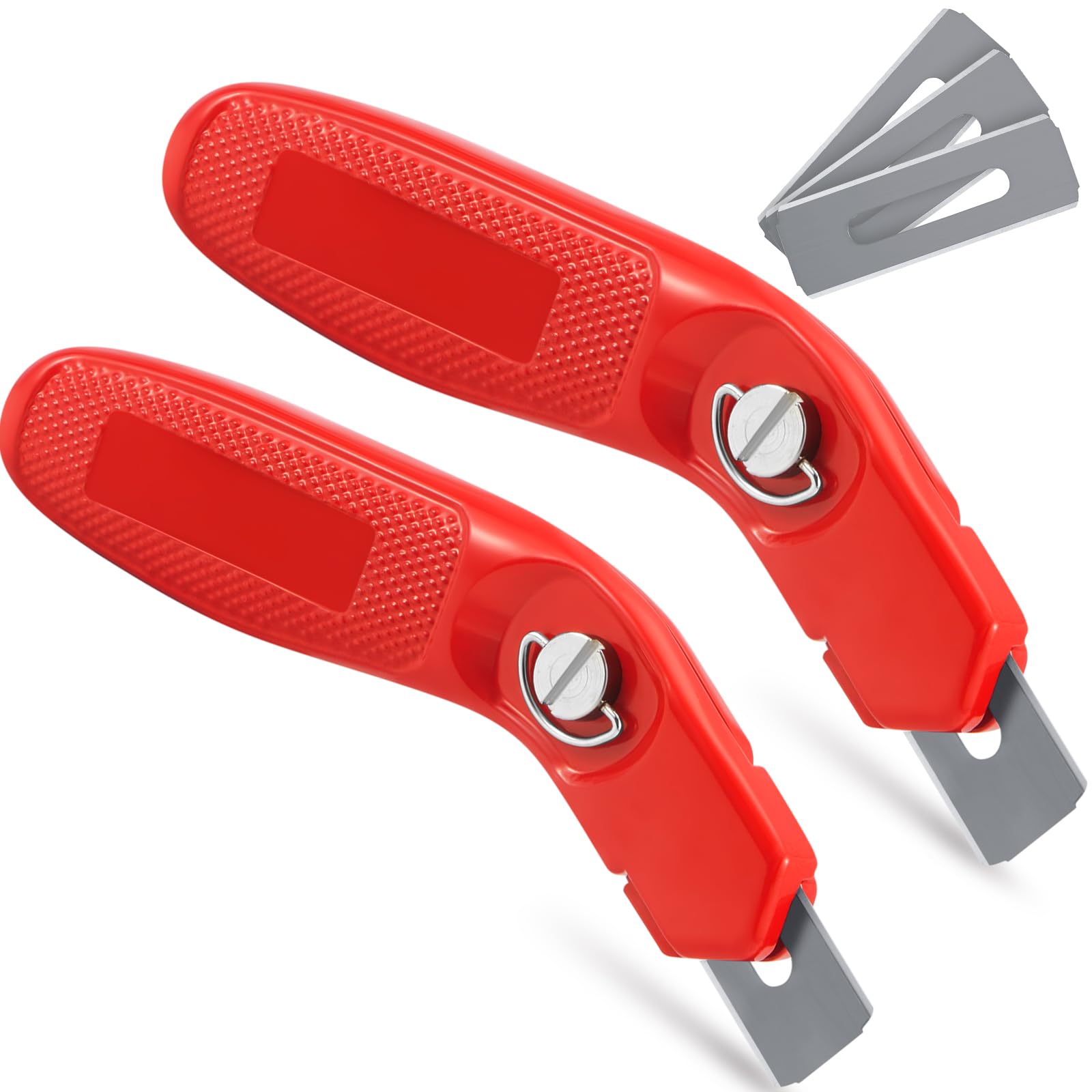 Photo 1 of Lasnten Knife for Cutting Carpet Heavy Duty Carpet Knife with 6 Blades Utility Tools for Box Cutter Roofing Purpose, Aluminum(Red, 2 Pieces 6 Blades)
