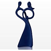 FOLKOR LIFE Velvet Flocked Couple Sculpture, Flocked Statue for Anniversary, Wedding Gift, Modern Abstract Art Figurine for Bedroom Decor, Living Room, Table Decor (Dark Blue)