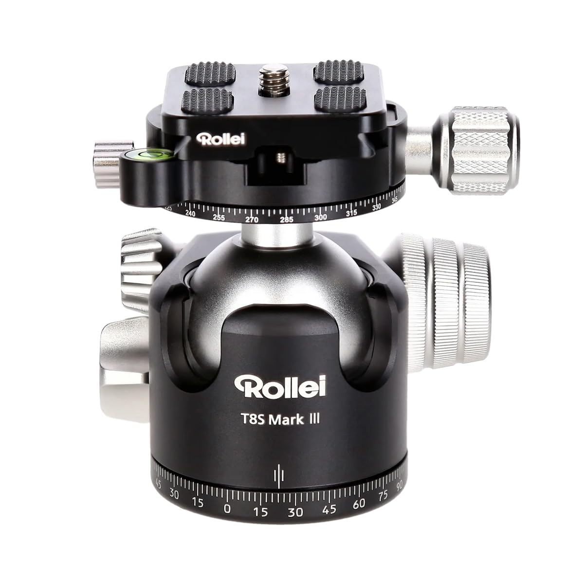Rollei T8S Markt II Professional 360 Degree Camera Tripod Ball Head with Friction, 22 kg Load Capacity, Scale for Panorama Shots and 2 Spirit Levels. Includes Acra Swiss Compatible Quick Release Plate