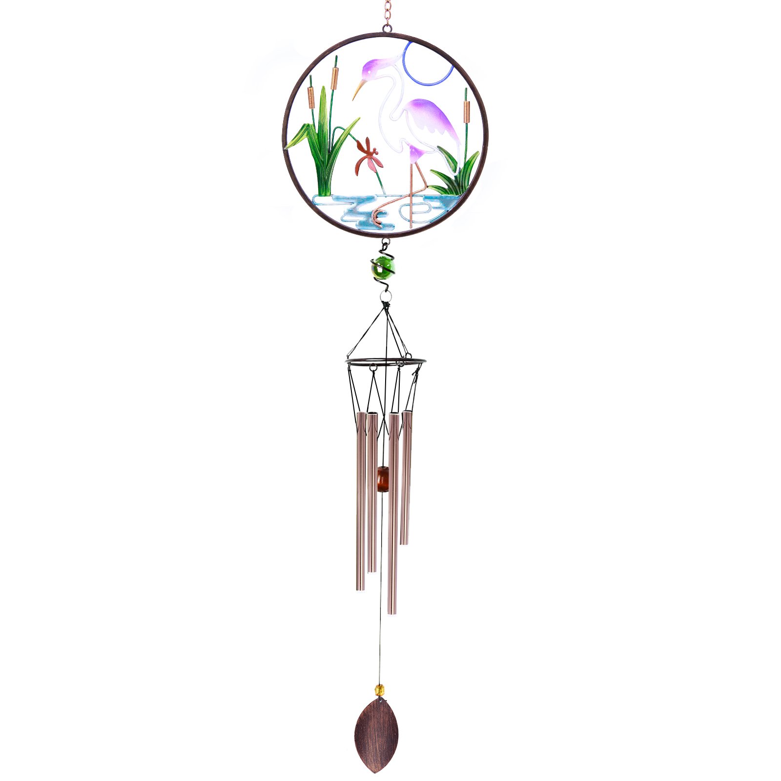 CREATIVE DESIGN CD-WC02, 32\'\'H White Crane Wind Chimes, Portable Metal Home Garden Decoration