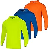 VENDACE 3 Pack High Visibility Safety Long Sleeve Shirts for Men Hi Vis Long Sleeve Construction Work Shirts with Hood