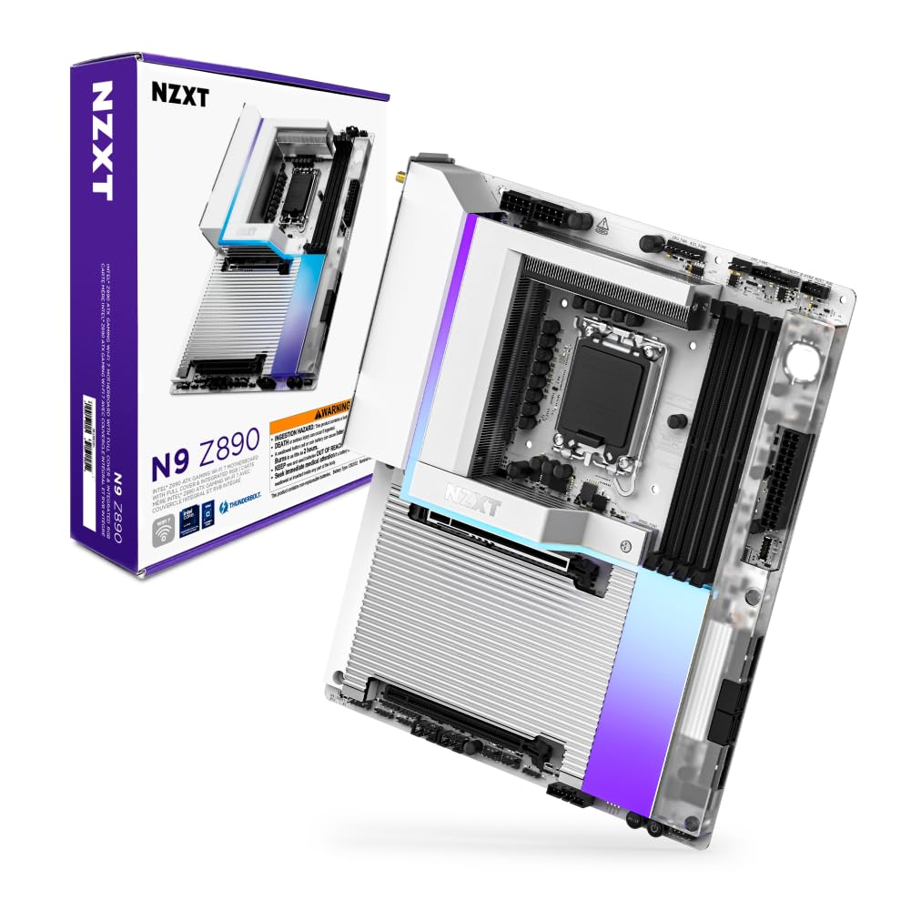 Photo 1 of NZXT N9 Z890 - Intel Z890 LGA 1851 ATX Gaming Motherboard for Core Ultra (Series 2) - 20+1+1, DDR5, 5X M.2, PCIe 5.0, Wi-Fi 7, 5GbE, Thunderbolt 4 - RGB, Full-Metal Cover, White PCB