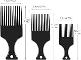Lanjue 3 Sizes Afro Combs Set Black Plastic Hair Comb Wide Tooth Pick view 3