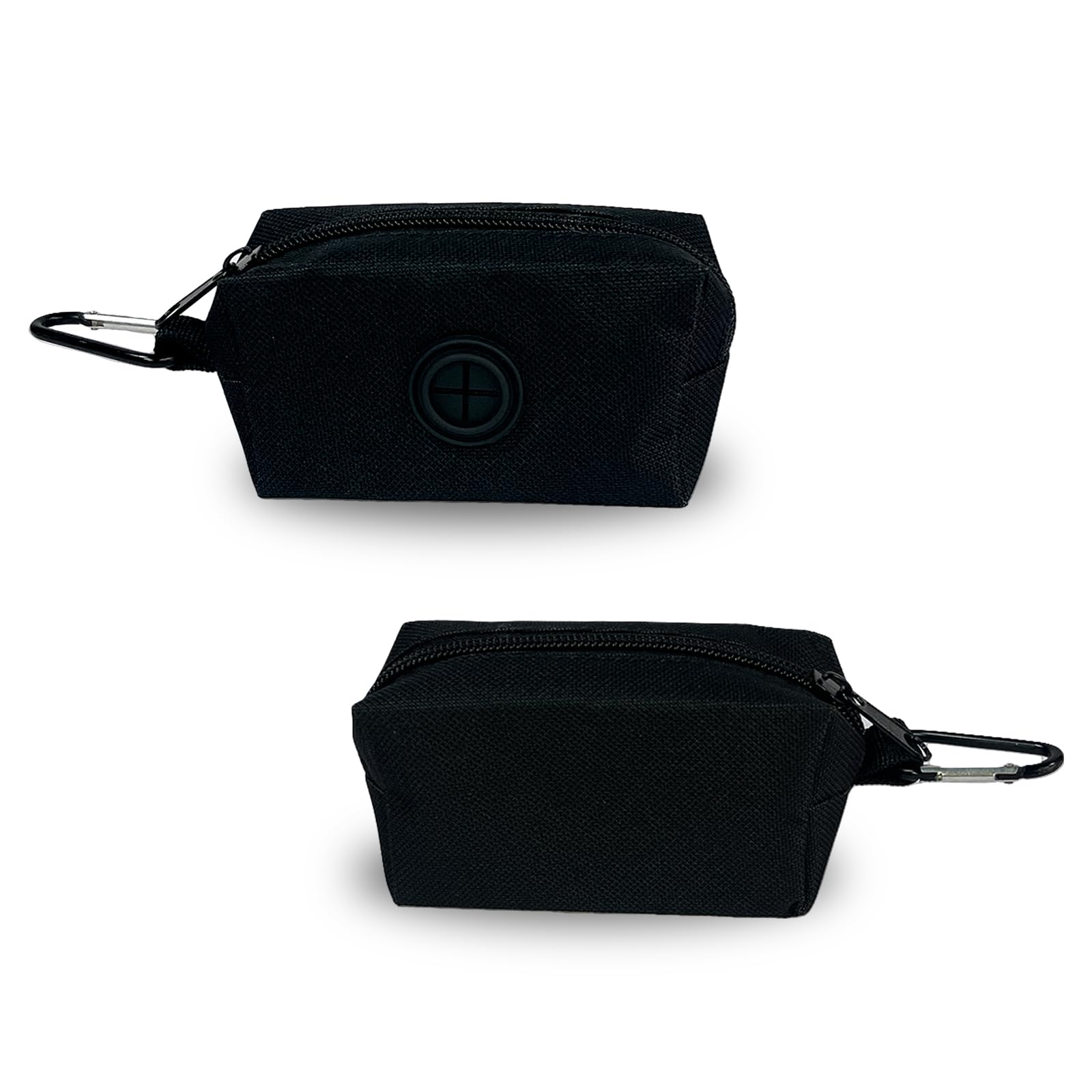 2 Pack Dog Poop Bag Holder, Pet Dog Waste Bag Dispenser for Leash with Metal Clip, Hand Free Doggie Dog Bag Holder Attachment, Fit Any Dog Leash Belt (Black)