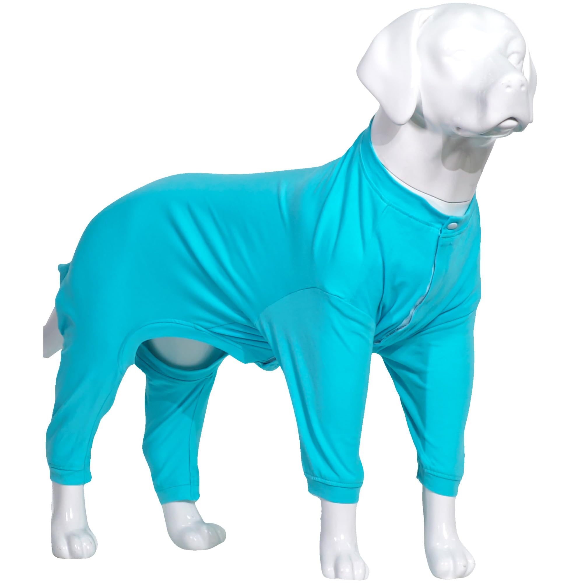 Lovelonglong Four Feet Dog Lightweight Pajamas, Pure Cotton Dog Jumpsuits 4 Legs Dog Onesies T-Shirt Stylish PJS Puppy Costume for Large Medium Small Dogs Turquoise XL