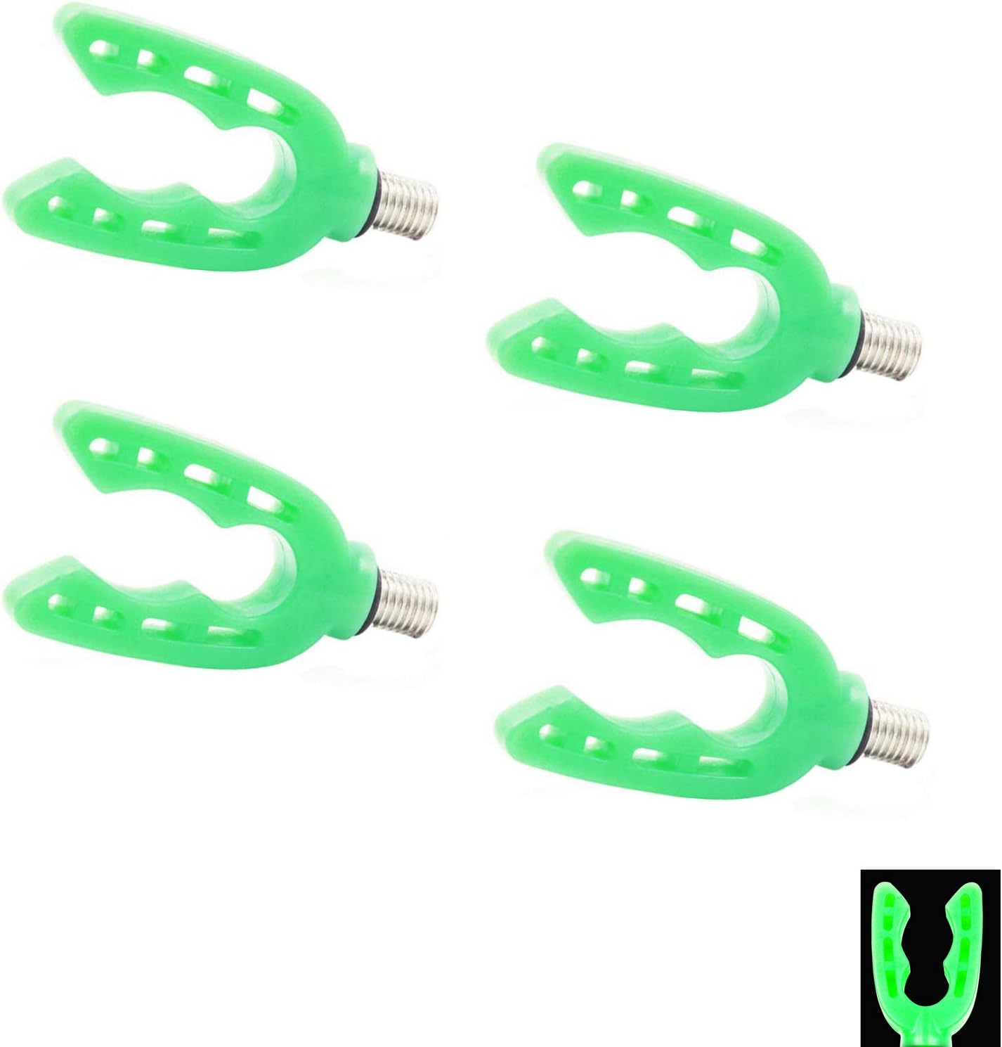 4Pcs Carp Fishing Rod Rest Luminous Silica Gel Rod Butt Rests Gripper w/ Thread M3/8 Fits All Rod Pod Holder Carp Coarse Fishing Accessory
