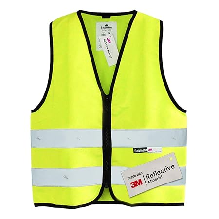 Salzmann 3M Warnweste für Kinder mit Reißverschluss, mit 3M reflektierendem Material, in 4 Farben und 3 Größen verfügbar