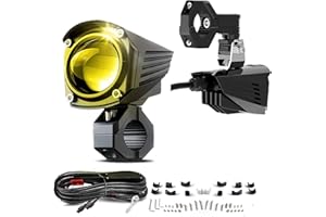 BRAVEWAY LED Motorcycle Fog Lights Dual Color with Strobe Modes, 120W Motorcycle Auxiliary Driving Light with Waterproof Wiring with Switch, Suspension Mounting Method, Acc Design