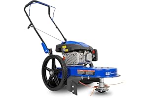 BILT HARD Walk Behind String Trimmer, 170cc 4-Cycle Gas Brush Hog Mower, 22 Inch Cutting Diameter, Push Weed Eater with 14 Inch Flat Free Wheels, Brush Cutter for Farm, Lawn, Yard