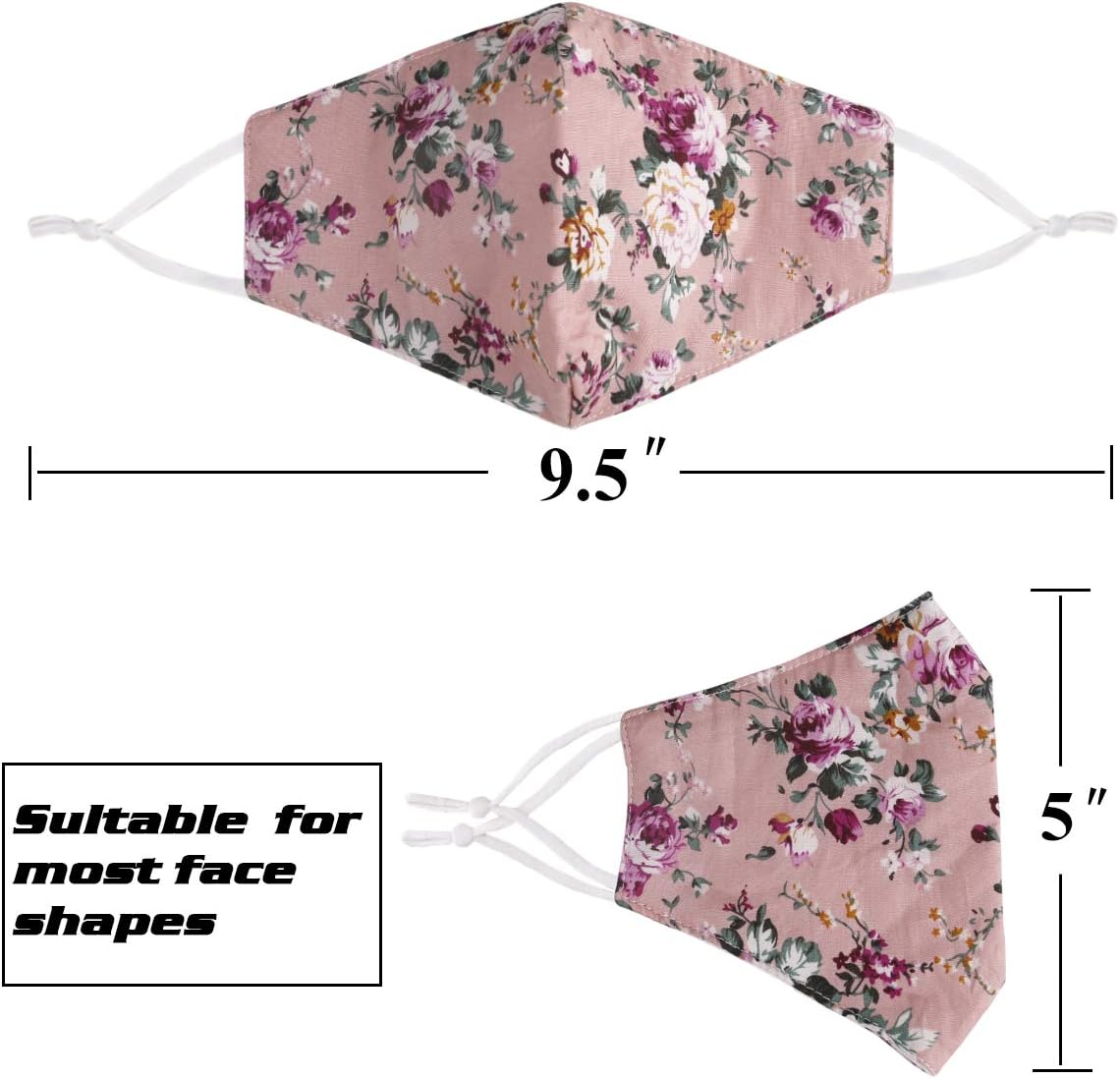 Fashion Cotton Face Mask Reusable for Women Men, mascarillas de Tela para la con diseño, Washable Breathable Designer Cloth Fabric Madks, Adult Earloop Mouth Nose Cover Floral Flower : Sports & Outdoors